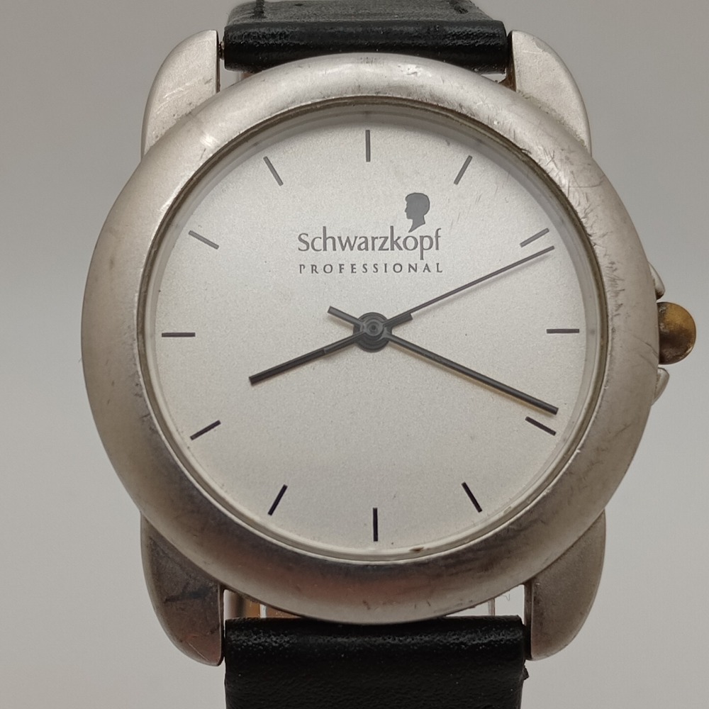Schwarzkopf Professional Quartz Watch 35.5mm Silver‎ Dial Leather Strap